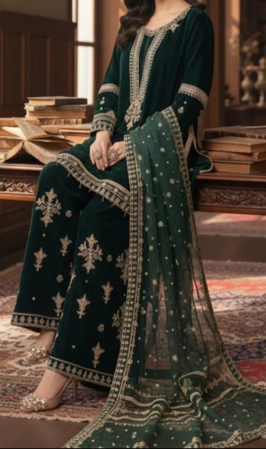PC010 3Piece Dark Green Regalia Velvet