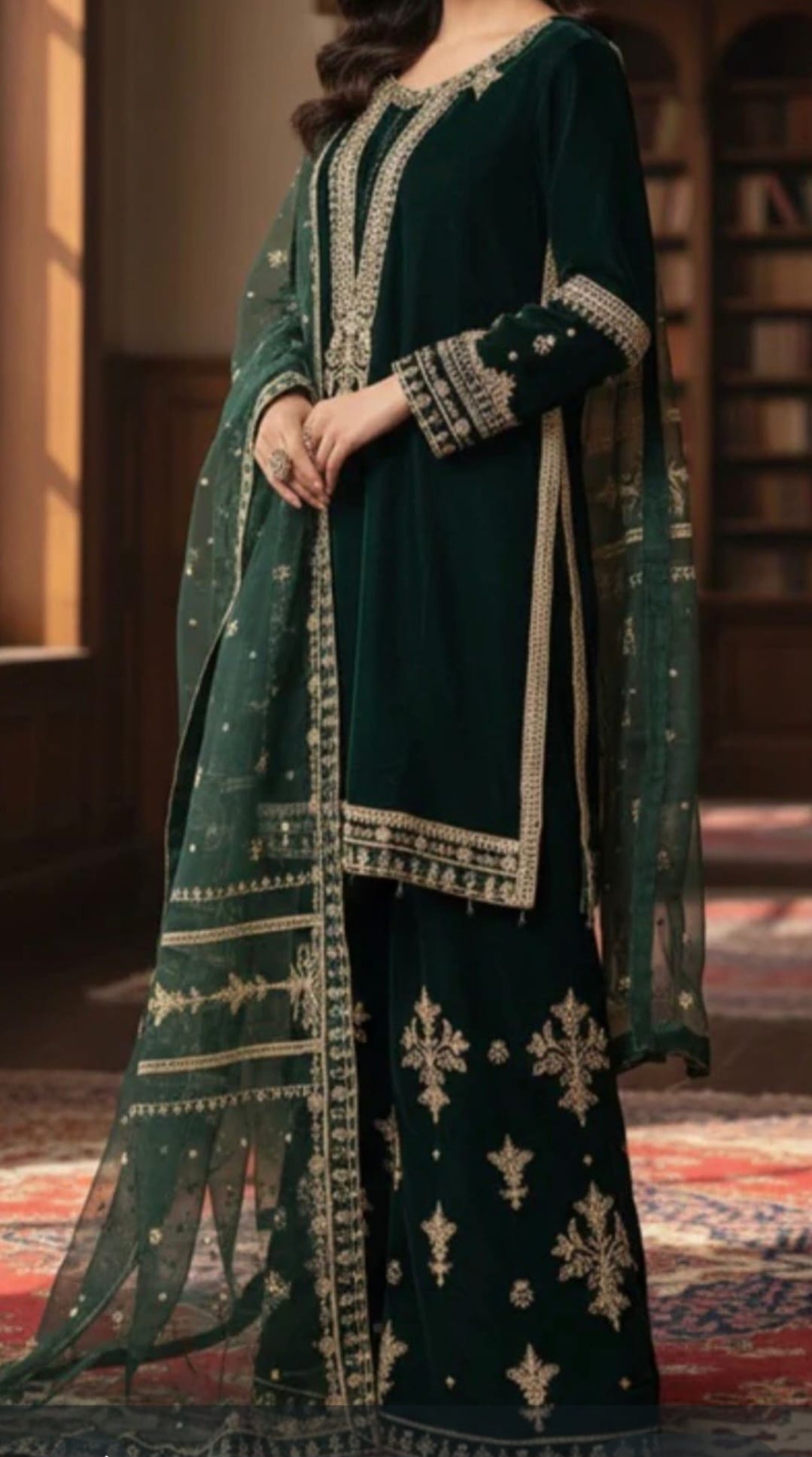 PC010 3Piece Dark Green Regalia Velvet