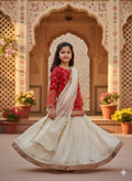 PC016 Girls Red & White Lehenga Choli Set - Traditional Party Wear