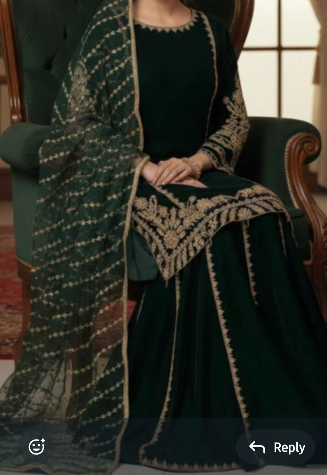 PC015 3Piece Green Regalia Velvet Sharara