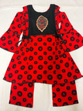 PC016N Girls Red & Black Linen Printed 2-Piece Suit - Designer Party Wear