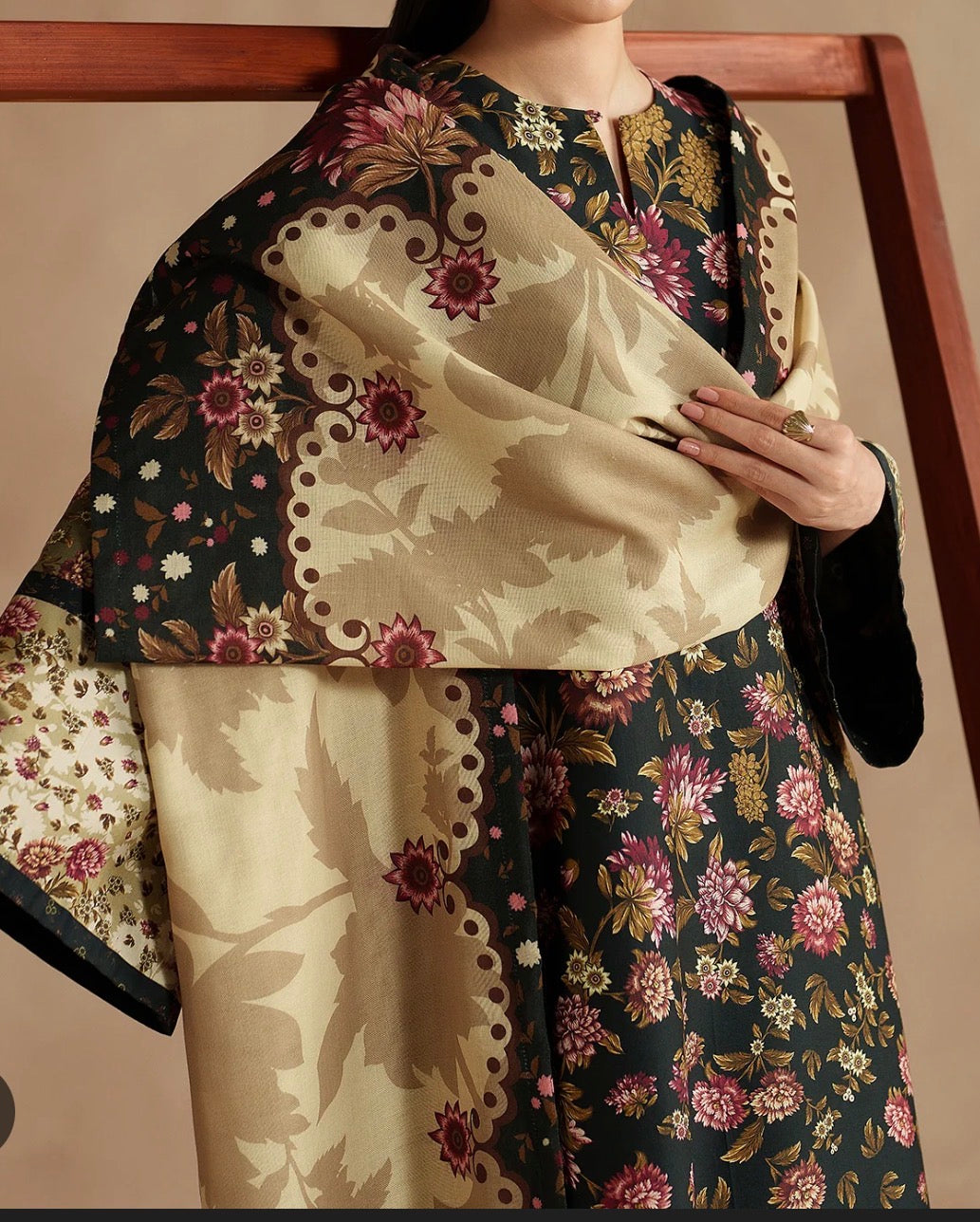 PC017G Jazmin|Black Floral Embroidered Premium Viscose 3-Piece Suit