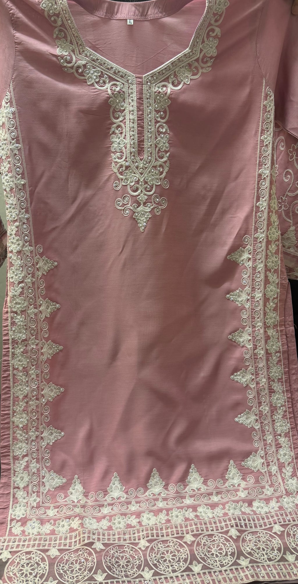PC017 I 3 Piece Dusty Rose Embroidered Formal Outfit with Silver Thread-work