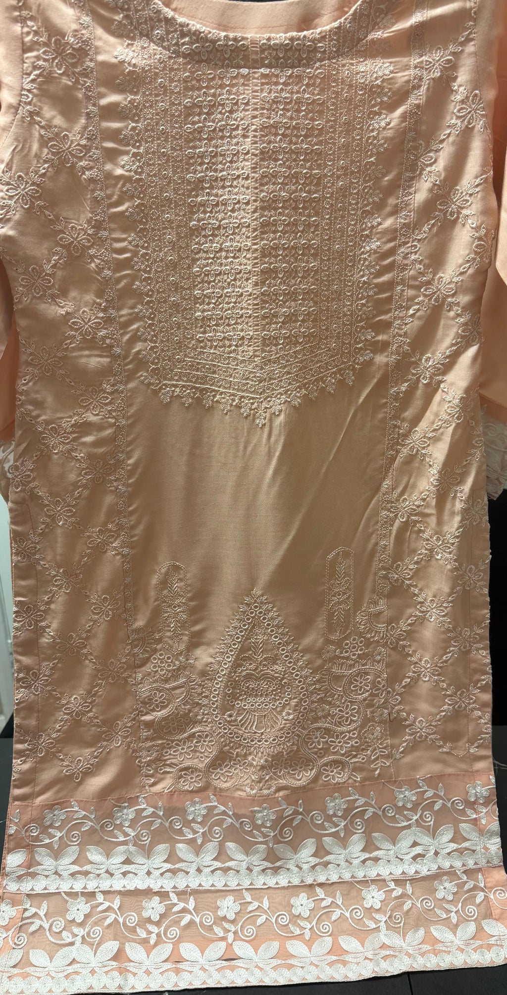 PC017J Peach Beige Embroidered Formal Outfit