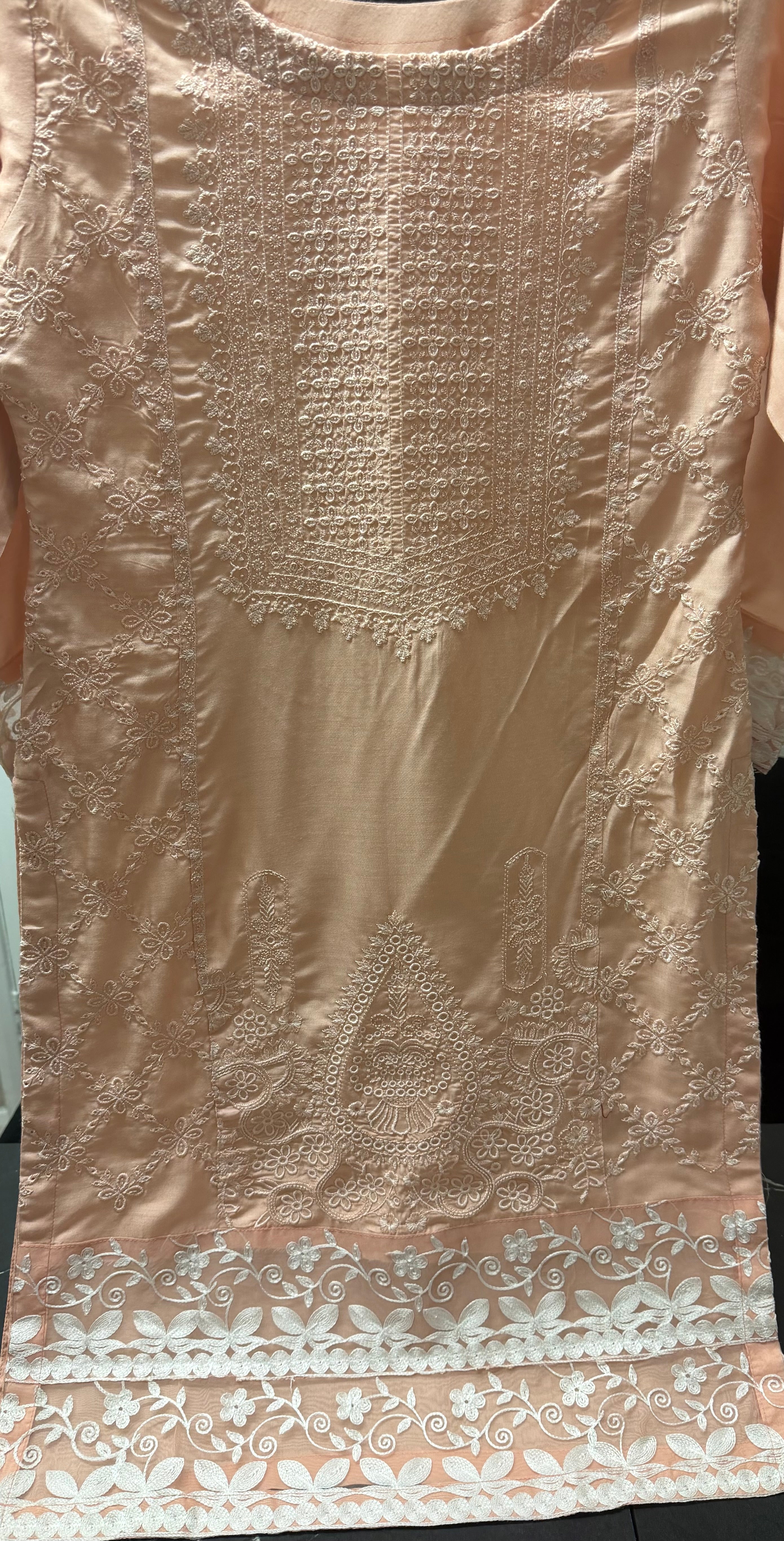 PC017J Peach Beige Embroidered Formal Outfit
