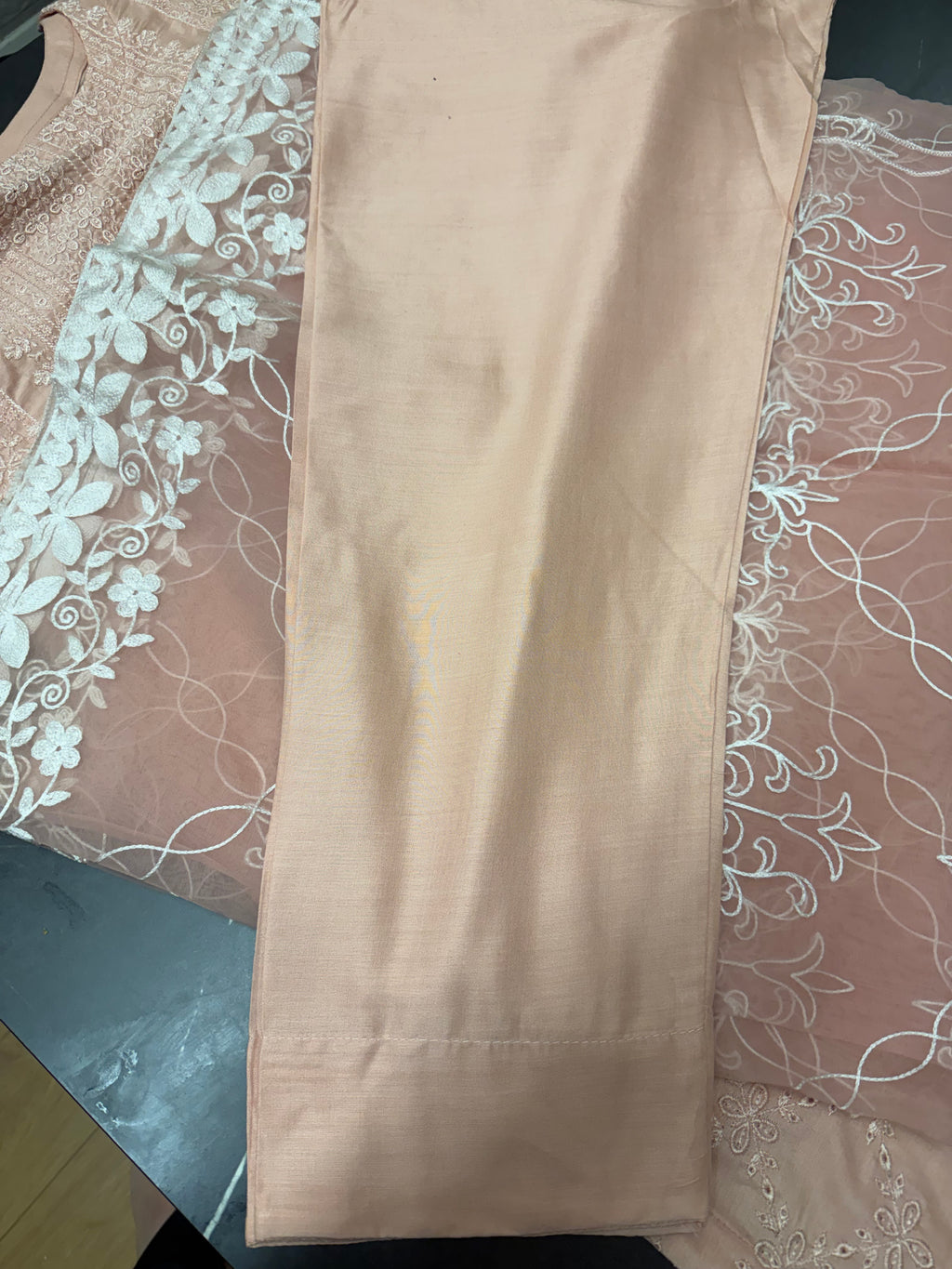 PC017J Peach Beige Embroidered Formal Outfit