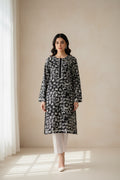 PC017D 2Piece Linen Black & White Printed Kurta - Contemporary Casual Wear