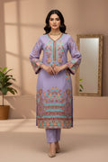 PC017M 3 Piece Lavender Embroidered Suit - Turquoise & Peach Floral Threadwork