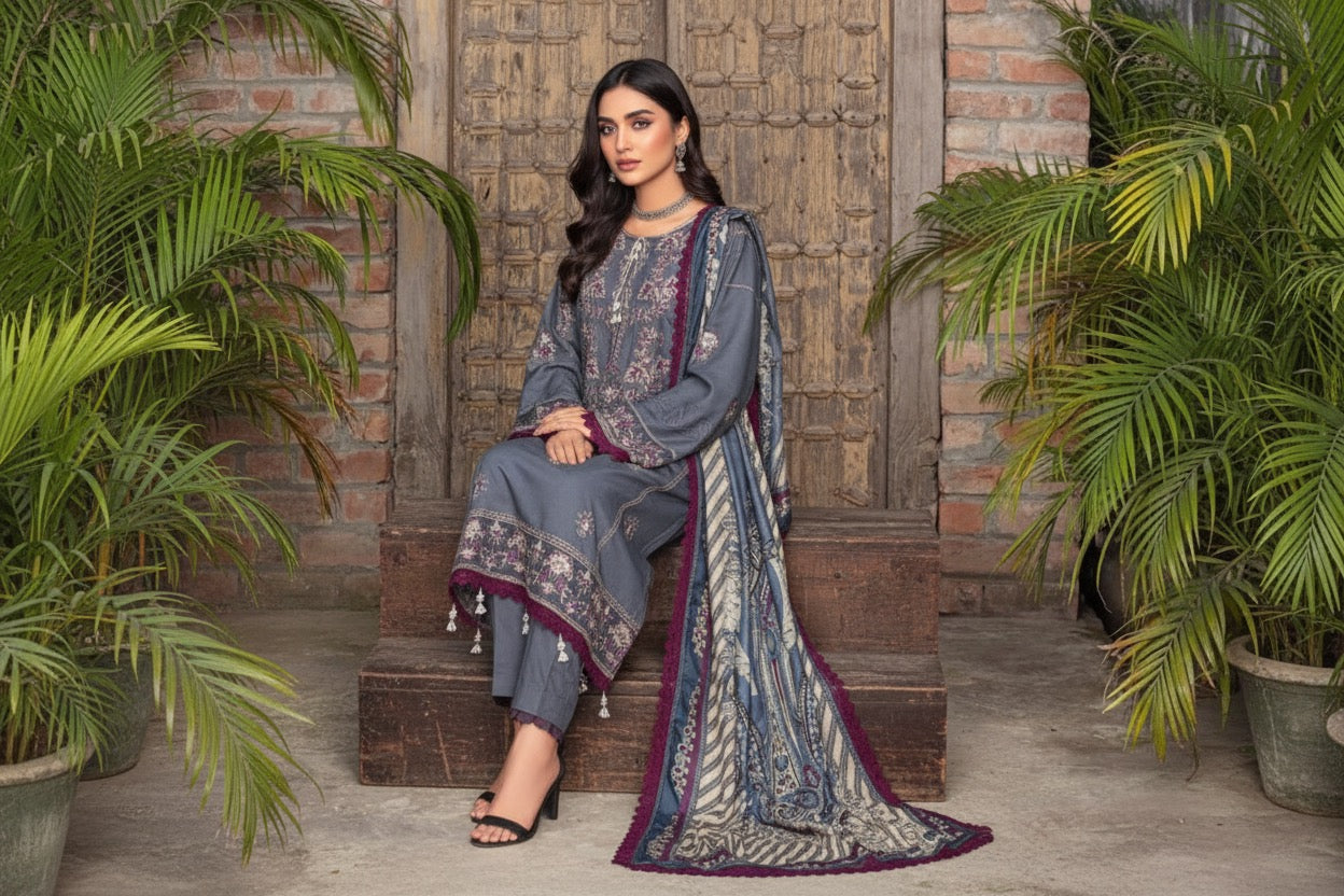 PC006 3Piece Linen printed suit