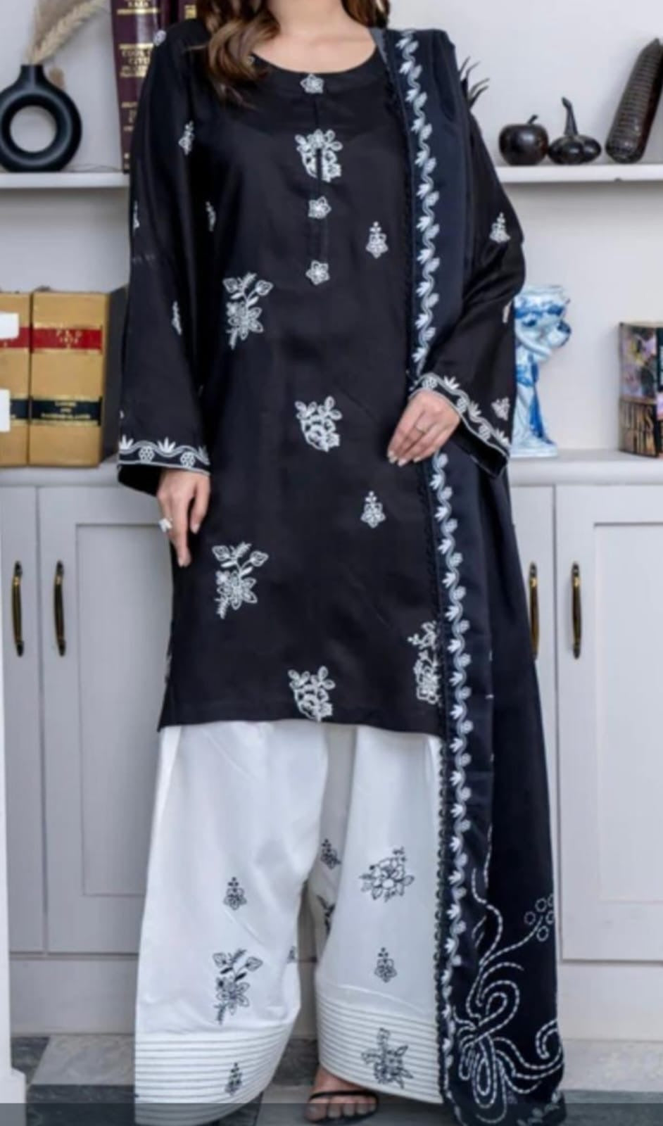 PC011 Black Viscose Farshi Shalwar