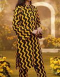 PC017B Black & Yellow Wave Print 2-Piece Suit - Contemporary Casual Wear