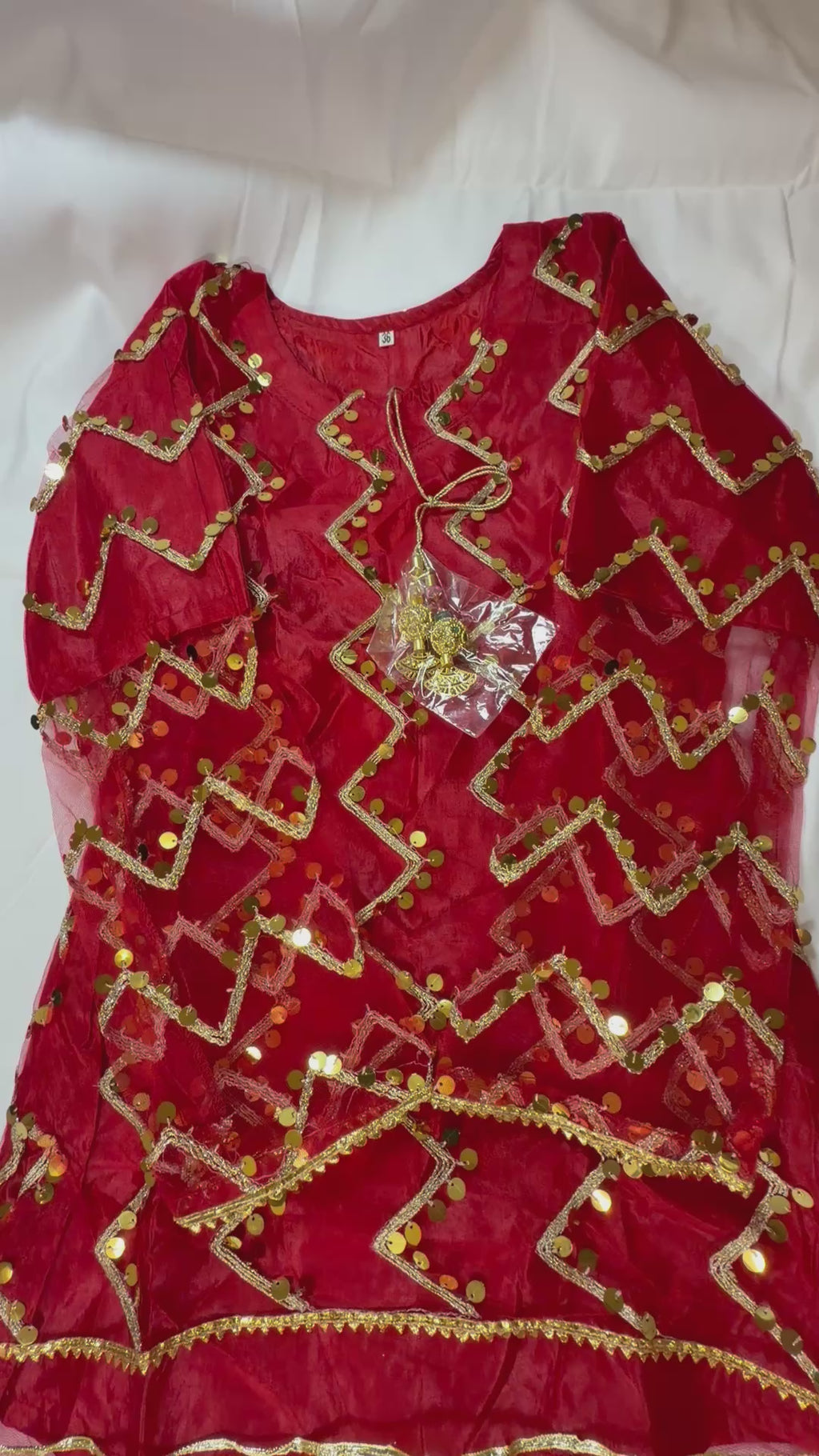 PC016 Girls Red & White Lehenga Choli Set - Traditional Party Wear